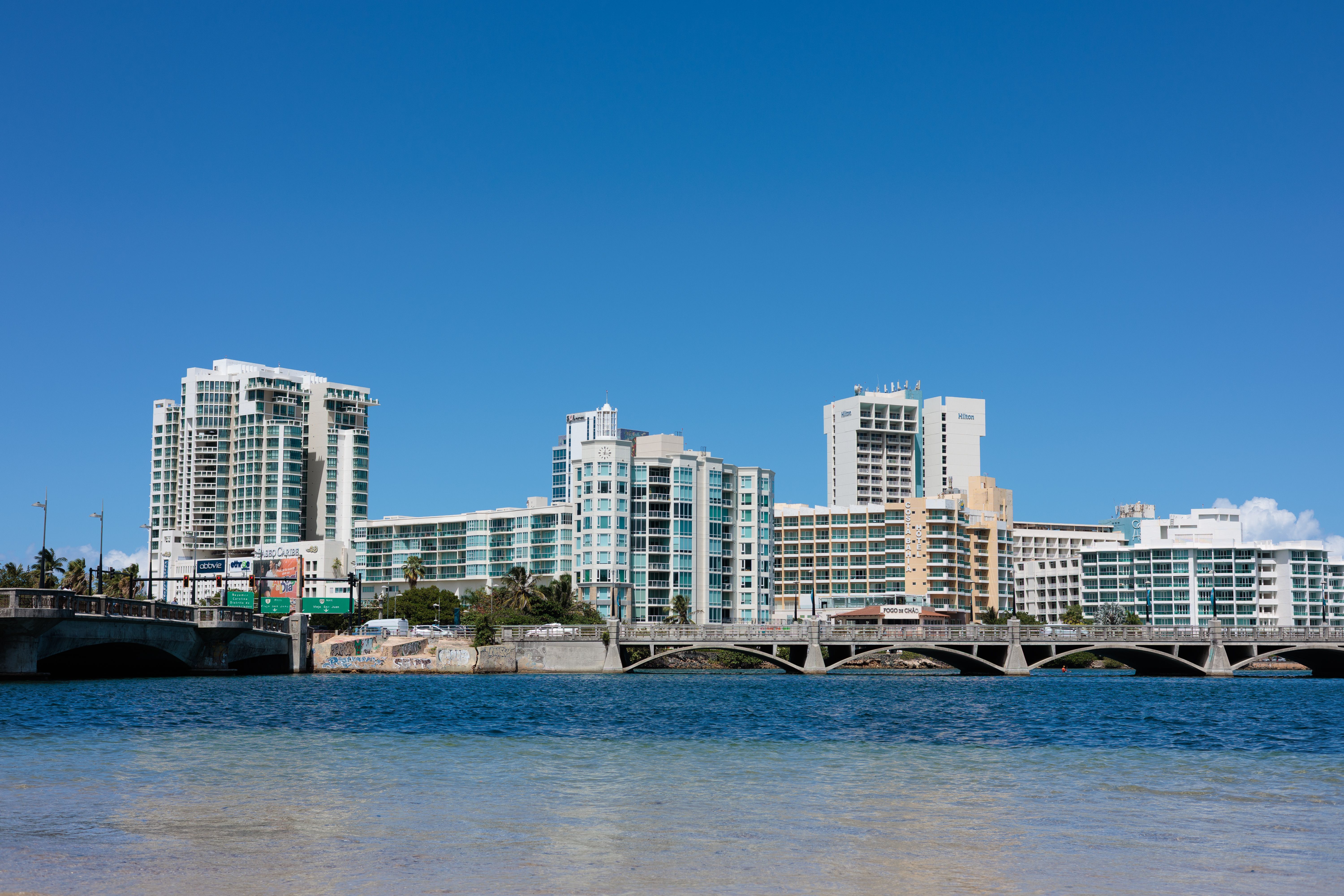 A photo of the Condado skyline from the beach in Old San Juan